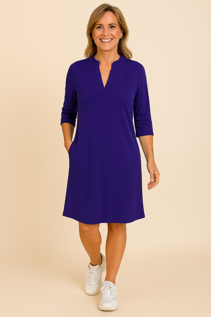 Hanneke™ | Plain V-Neck Dress