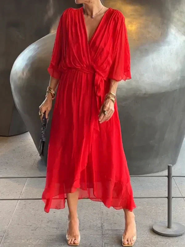 Monica™ | V-Neck Chiffon Dress