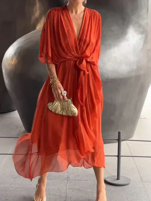 Monica™ | V-Neck Chiffon Dress